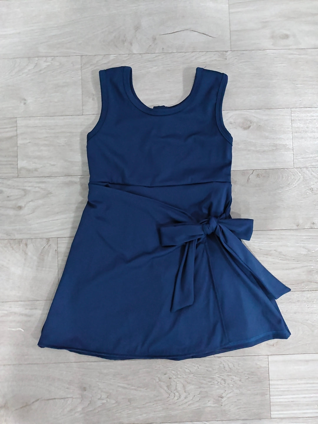 ( No moq ) Preorder Baby Girls Sleeveless Navy Bow Shorts Knee Length Yoga Active Dress