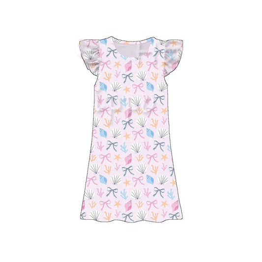 (Moq 5 ) Preorder Baby Girls Kids Shorts Sleeves Bows Knee Length Dress