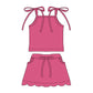 ( Moq 5 ) Preorder Baby Girls Straps Pink Tops Pockets Scallop Skirt Shorts Set Clothes