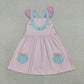 Sibling Baby Girls Kids Embroidery Shell Bows Stripes Romper Dress Clothes RTS