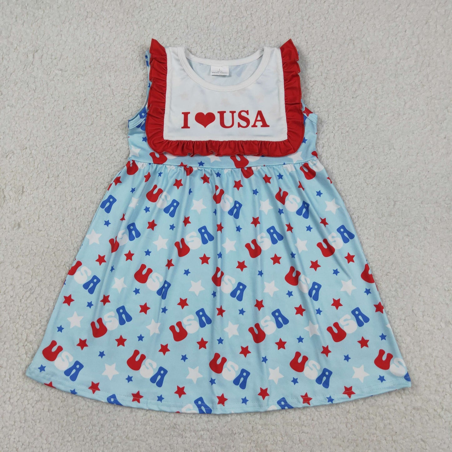 Sibling Baby Boy Girls Kids I Love USA 4th of July Dress Rompers Set Clothes RTS