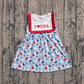 Baby Girls Kids Sleeveless I Love USA 4th of July Ruffle Knee Length Dress RTS