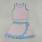 Sibling Baby Girls Kids Sleeveless Shirts Scallop Skirts Shorts Yoga Active Sets Clothes RTS