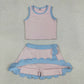 Sibling Baby Girls Kids Sleeveless Shirts Scallop Skirts Shorts Yoga Active Sets Clothes RTS