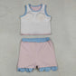 Sibling Baby Girls Kids Sleeveless Shirts Scallop Skirts Shorts Yoga Active Sets Clothes RTS