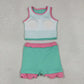Sibling Baby Girls Kids Sleeveless Shirts Scallop Skirts Shorts Yoga Active Sets Clothes RTS