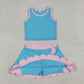 Sibling Baby Girls Kids Sleeveless Shirts Scallop Skirts Shorts Yoga Active Sets Clothes RTS