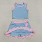 Sibling Baby Girls Kids Sleeveless Shirts Scallop Skirts Shorts Yoga Active Sets Clothes RTS