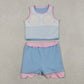 Sibling Baby Girls Kids Sleeveless Shirts Scallop Skirts Shorts Yoga Active Sets Clothes RTS