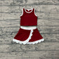 Baby Girls Kids Shirt Scallop Skirt Shorts Yoga Active Dark Red Set Clothes RTS