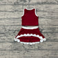 Baby Girls Kids Shirt Scallop Skirt Shorts Yoga Active Dark Red Set Clothes RTS
