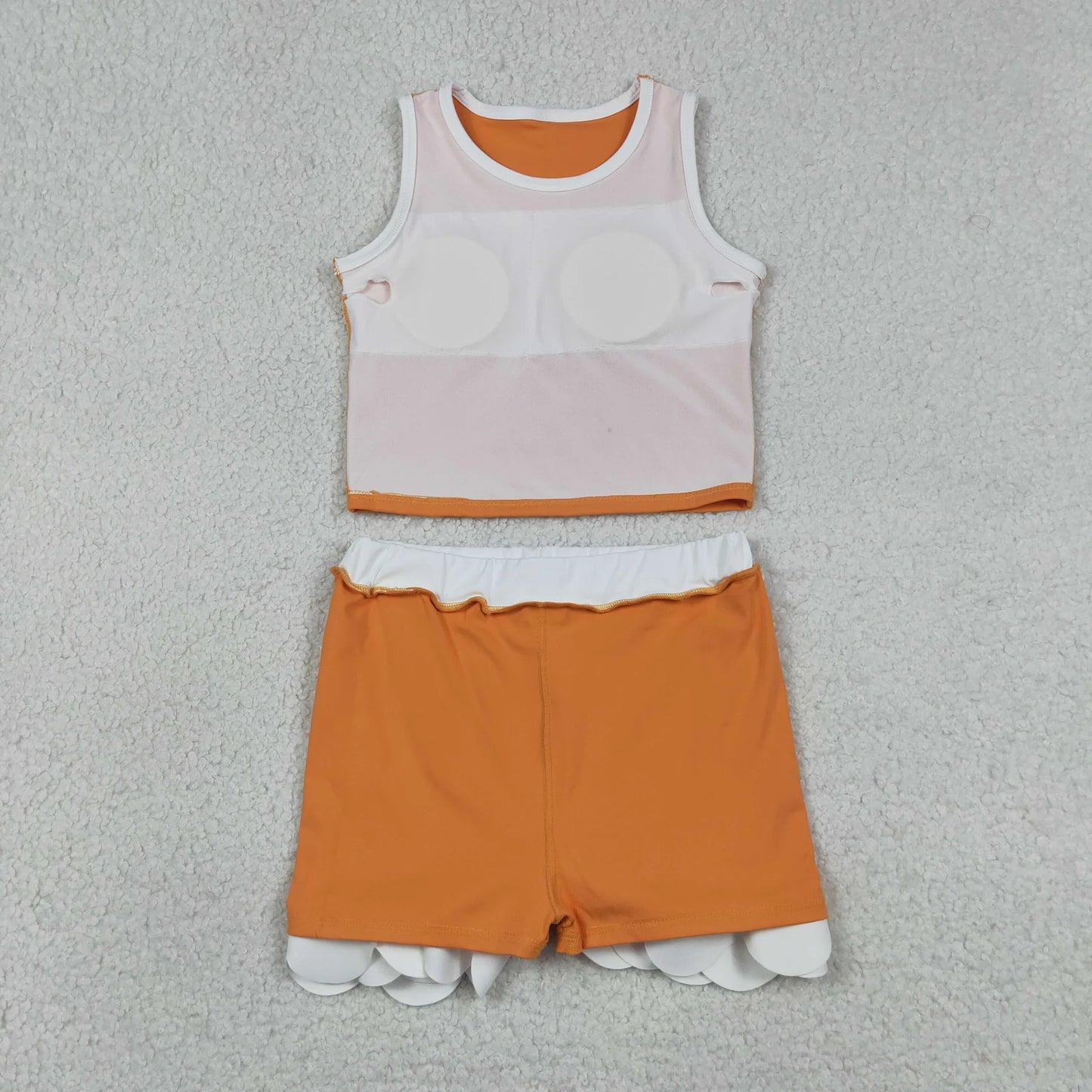 Sibling Baby Girls Kids Sleeveless Shirts Scallop Skirts Shorts Yoga Active Sets Clothes RTS