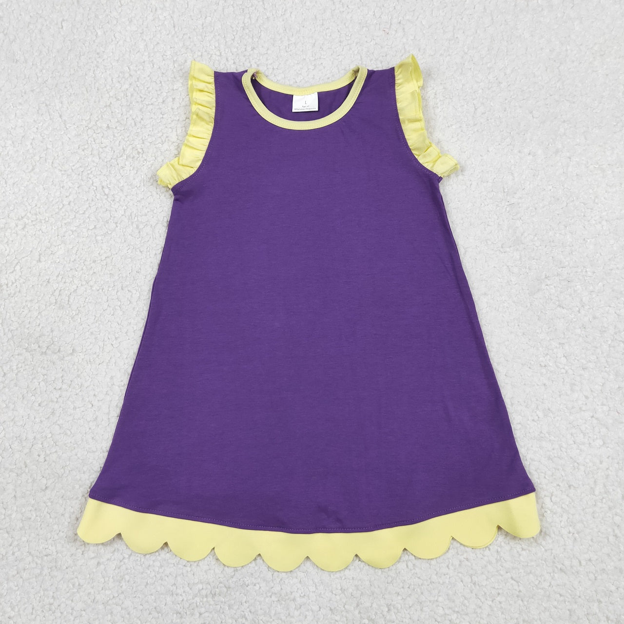 Sibling Baby Girls Kids Sleeveless Scallop Knee Length Dresses Cotton Clothes RTS