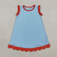 Sibling Baby Girls Kids Sleeveless Scallop Knee Length Dresses Cotton Clothes RTS