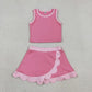 Sibling Baby Girls Kids Sleeveless Shirts Scallop Skirts Shorts Yoga Active Sets Clothes RTS
