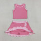 Sibling Baby Girls Kids Sleeveless Shirts Scallop Skirts Shorts Yoga Active Sets Clothes RTS