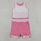 Sibling Baby Girls Kids Sleeveless Shirts Scallop Skirts Shorts Yoga Active Sets Clothes RTS