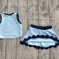 Baby Girls Kids Blue Shirt Scallop Skirt Shorts Yoga Active Set Clothes RTS