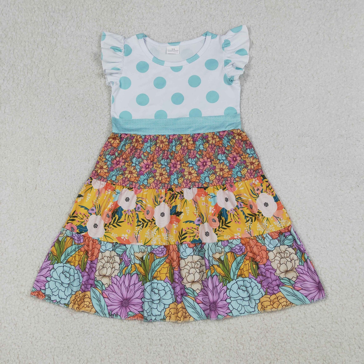 Baby Girls Kids Short Sleeves Flower Knee Length Dress Summer Clothes RTS
