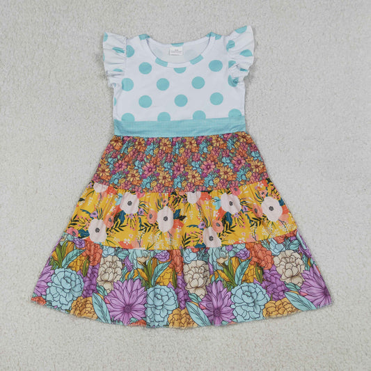 Baby Girls Kids Short Sleeves Flower Knee Length Dress Summer Clothes RTS