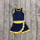 ( No moq ) Preorder Baby Girls Kids Sleeveless Navy Shirt Scallop Skirt Shorts Yoga Active Set Clothes