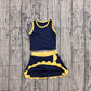 ( No moq ) Preorder Baby Girls Kids Sleeveless Navy Shirt Scallop Skirt Shorts Yoga Active Set Clothes