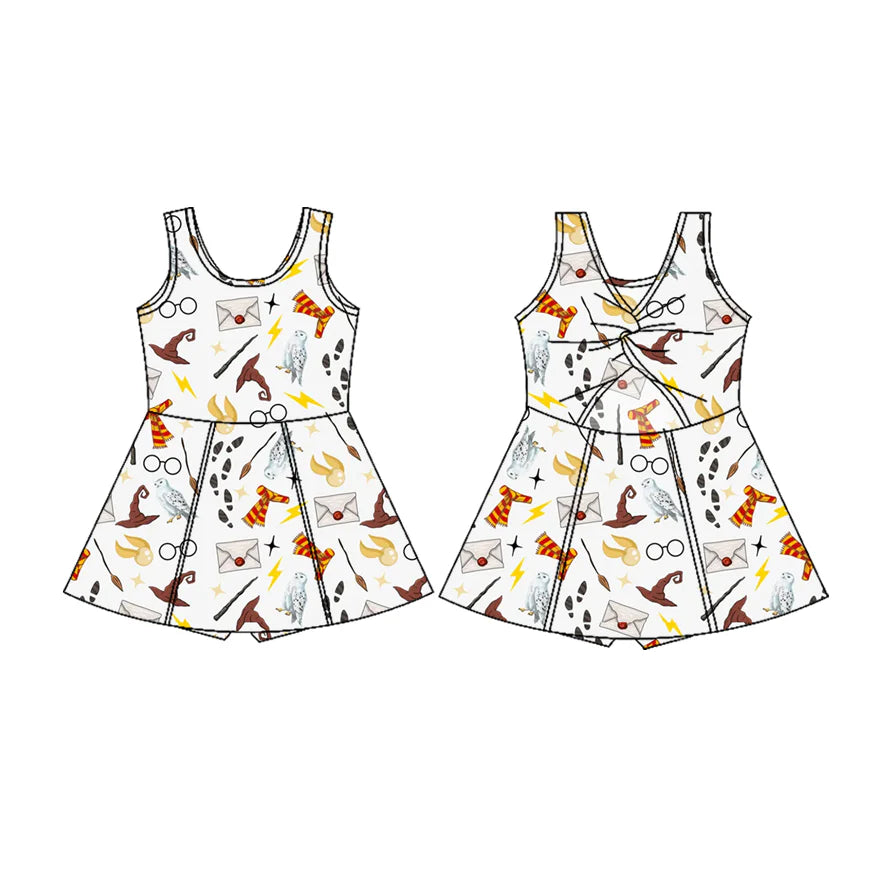 ( Moq 5 ) Preorder Baby Girls Kds Sleeveless Magic Shorts Dress Yoga Active Clothes