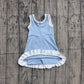 ( No moq ) Preorder Baby Girls Kids Sleeveless Shorts Knee Length Scallop Light Blue Dress Yoga Active Clothes