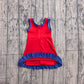 ( No moq ) Preorder Baby Girls Kids Sleeveless Shorts Knee Length Red Dress Yoga Active Scallop Clothes
