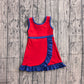 ( No moq ) Preorder Baby Girls Kids Sleeveless Shorts Knee Length Red Dress Yoga Active Scallop Clothes