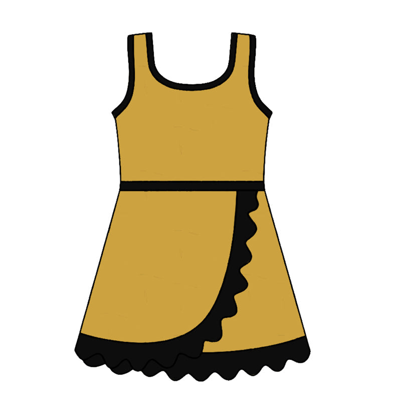 ( Moq 5 ) Preorder Baby Girls Kids Sleeveless Shorts Knee Length Scallop Dress Yoga Active Summer Clothes
