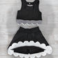 ( No moq ) Preorder Baby Girls Kids Scallop Shirt Black Plaid Bows Skirt Shorts Set Yoga Active Clothes