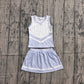 ( No moq ) Preorder Baby Girls Kids Sleeveless Tops Light Blue Skirt Shorts Yoga Team Set