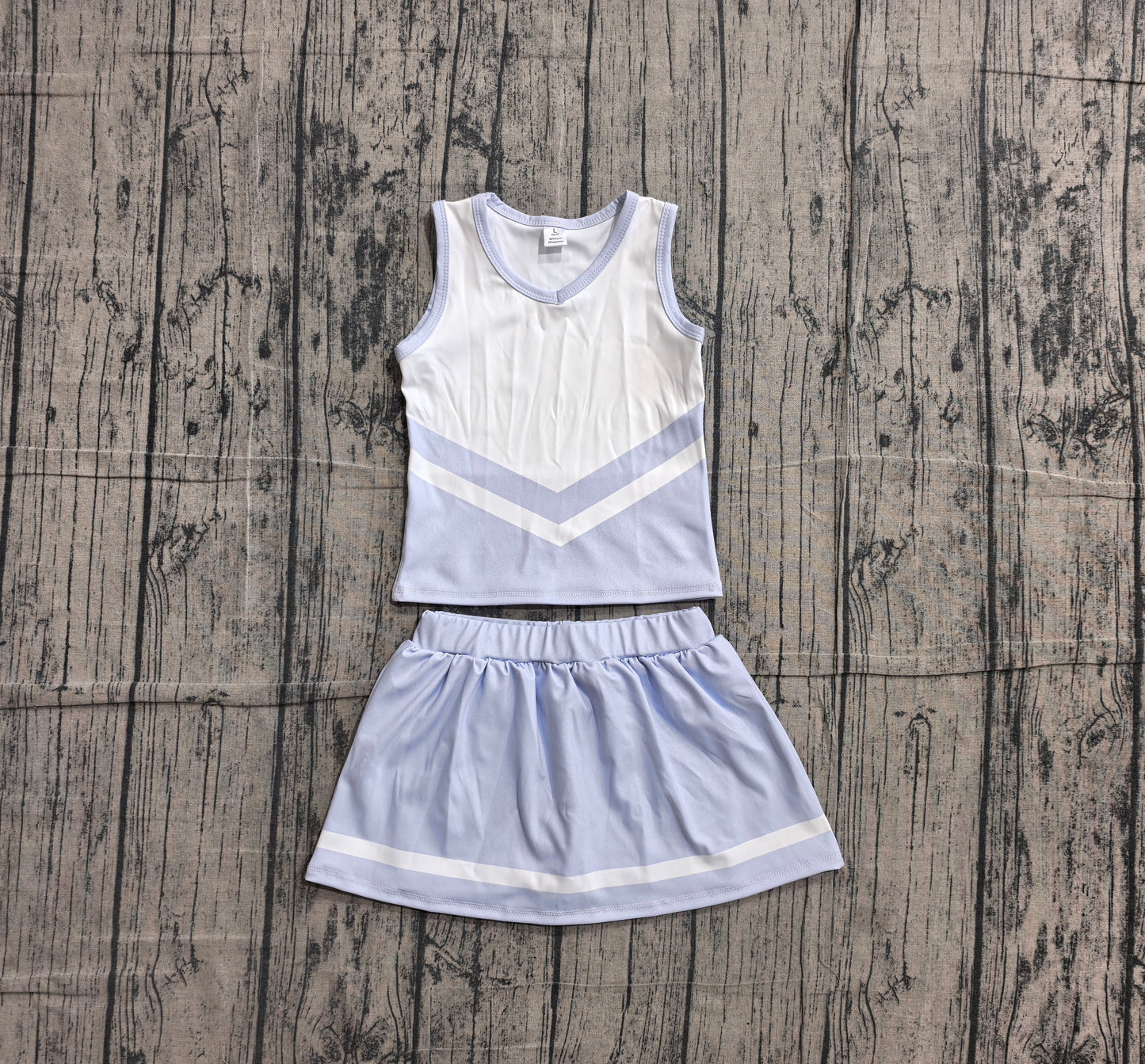 ( No moq ) Preorder Baby Girls Kids Sleeveless Tops Light Blue Skirt Shorts Yoga Team Set
