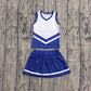 ( No moq ) Preorder Baby Girls Kids Sleeveless Tops Skirt Shorts Set Yoga Team Blue Clothes