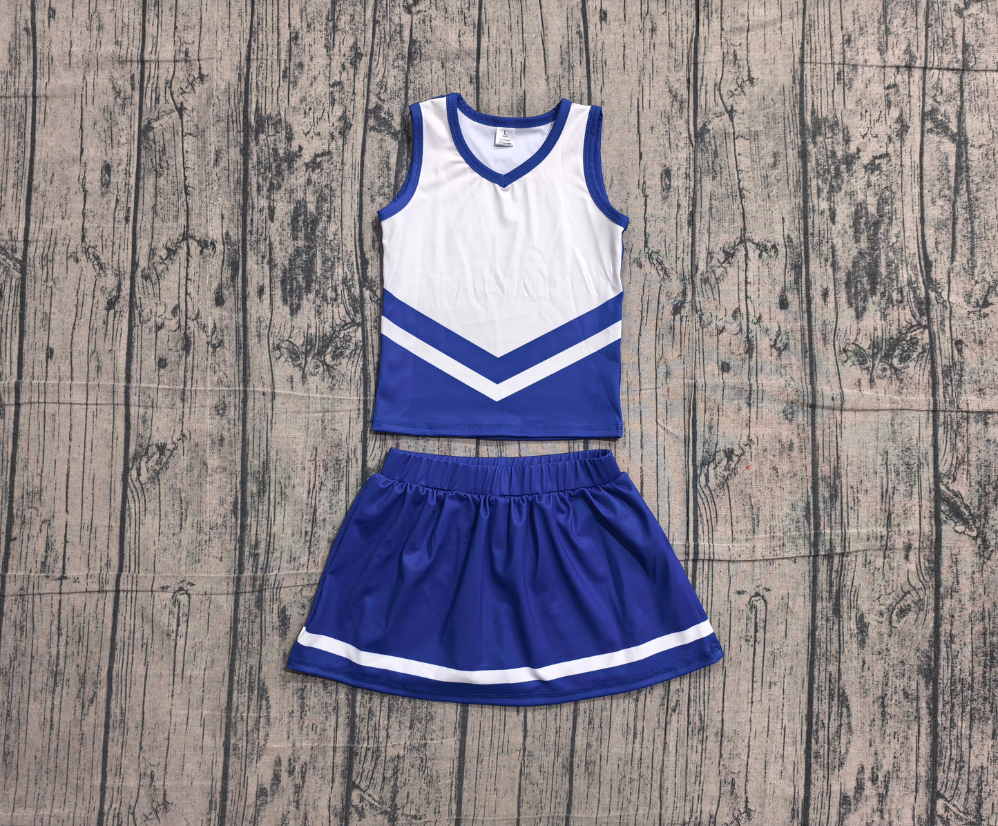 ( No moq ) Preorder Baby Girls Kids Sleeveless Tops Skirt Shorts Set Yoga Team Blue Clothes