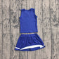 ( No moq ) Preorder Baby Girls Kids Sleeveless Tops Skirt Shorts Set Yoga Team Blue Clothes