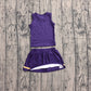 ( No moq ) Preorder Baby Girls Kids Sleeveless Tops Skirt Shorts Purple Set Yoga Team Clothes