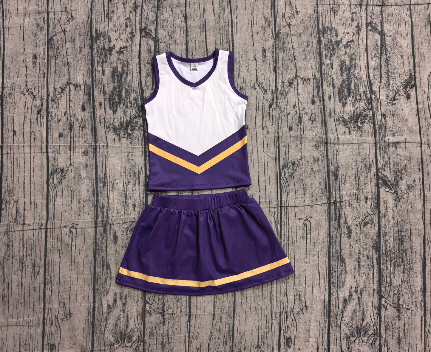( No moq ) Preorder Baby Girls Kids Sleeveless Tops Skirt Shorts Purple Set Yoga Team Clothes