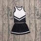 ( No moq ) Preorder Baby Girls Kids Sleeveless Tops Skirt Shorts Black Set Yoga Team Clothes
