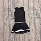 ( No moq ) Preorder Baby Girls Kids Sleeveless Tops Skirt Shorts Black Set Yoga Team Clothes