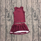 ( No moq ) Preorder Baby Girls Kids Sleeveless Tops Dark Red Skirt Shorts Set Yoga Team Clothes