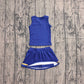 ( No moq ) Preorder Baby Girls Kids Sleeveless Tops Blue Skirt Shorts Set Yoga Active Team Clothes