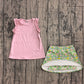 ( No moq ) Preorder Baby Girls Kids Pink Cotton Tops Flower Yoga Skirt Shorts Set
