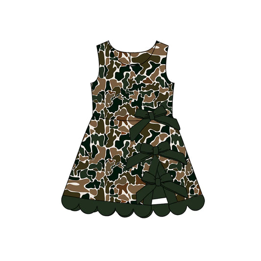 ( Moq 5 ) Preorder Baby Girls Kids Brown Green Camo Bows Shorts Scallop Dress Yoga Active Clothes