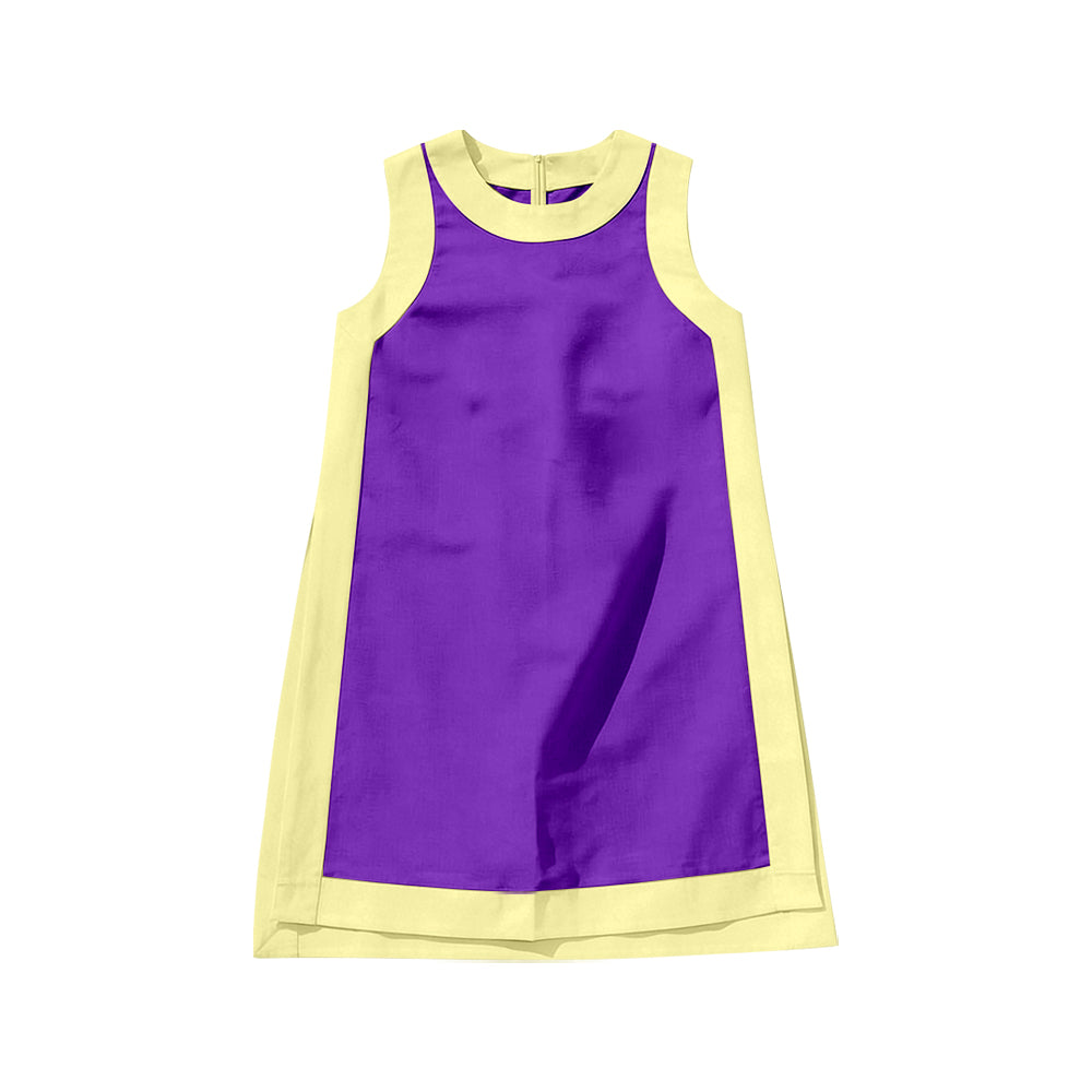 ( Moq 5 ) Preorder Baby Girls Kids Sleeveless Built-in Shorts Purple Yellow Dress Clothes