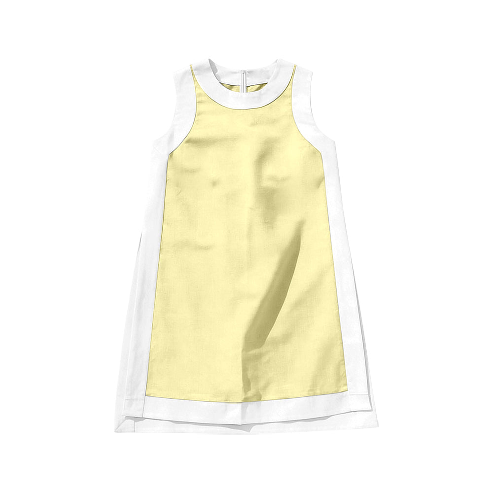 ( Moq 5 ) Preorder Baby Girls Kids Sleeveless Built-in Shorts Yellow White Dress Clothes