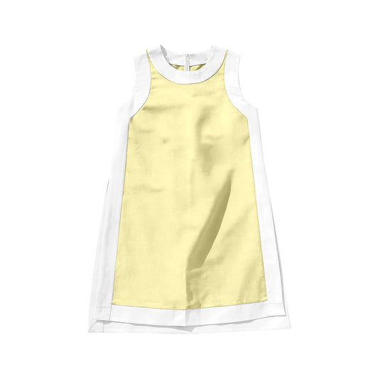 ( Moq 5 ) Preorder Baby Girls Kids Sleeveless Built-in Shorts Yellow White Dress Clothes