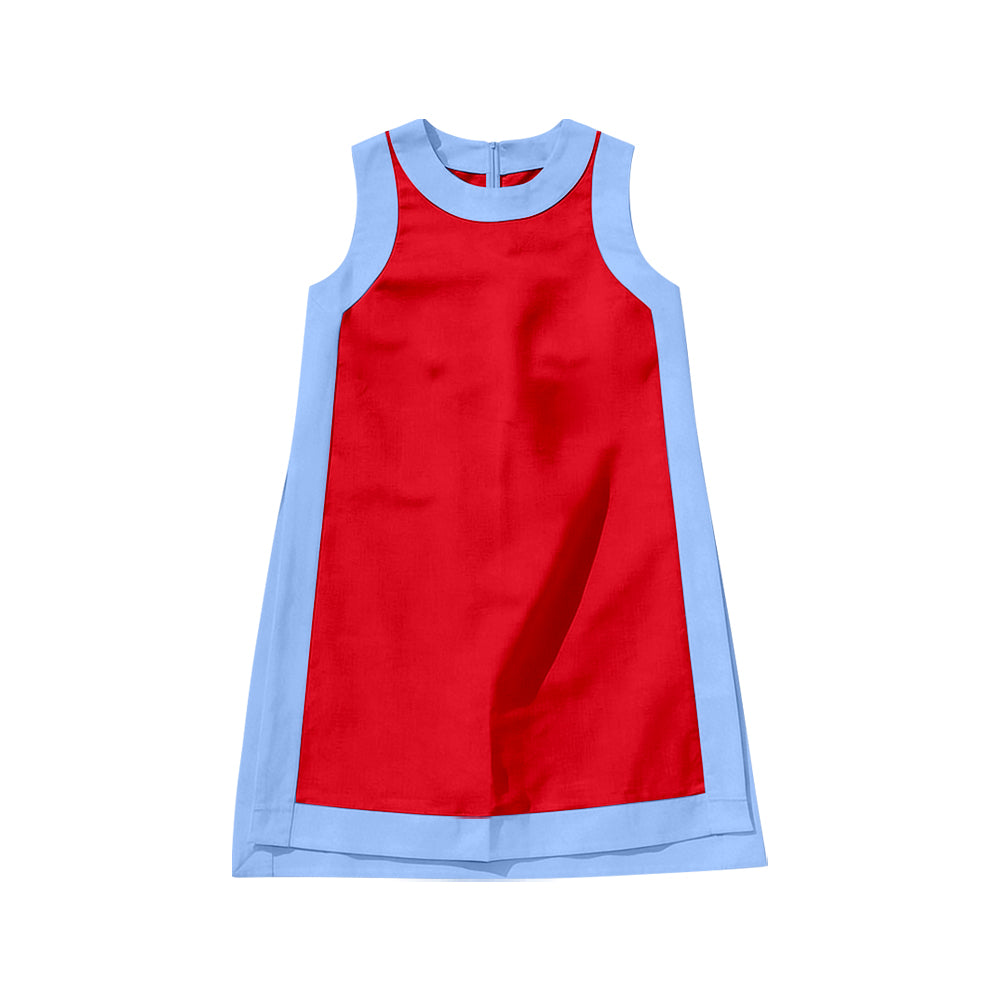 ( Moq 5 ) Preorder Baby Girls Kids Sleeveless Built-in Shorts Red Blue Dress Clothes