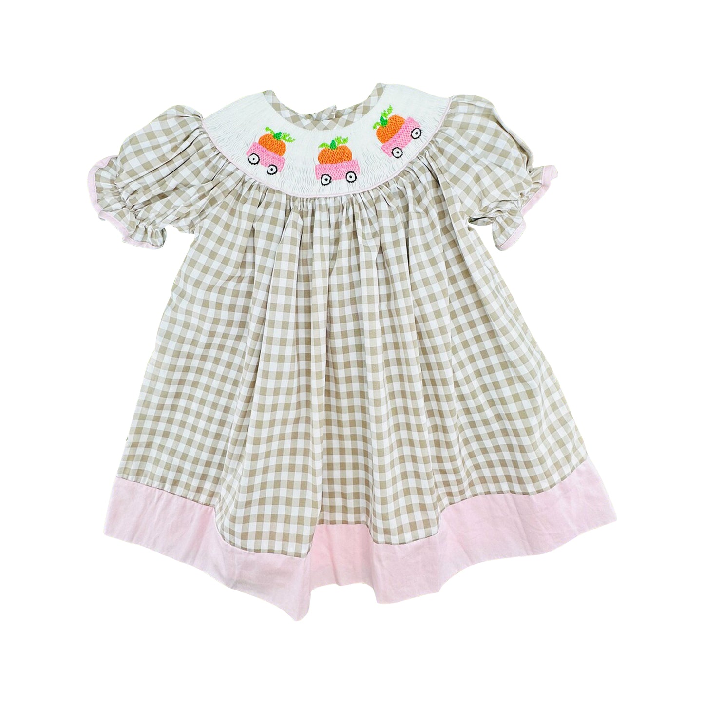 ( Moq 5 ) Preorder Baby Girls Kids Pumpkins Trucks Plaid Knee Length Dress Fall Clothes
